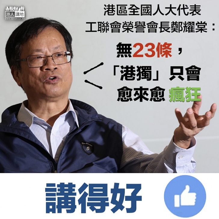 【一語中的】鄭耀棠:沒有23條,「港獨」只會愈來愈瘋狂