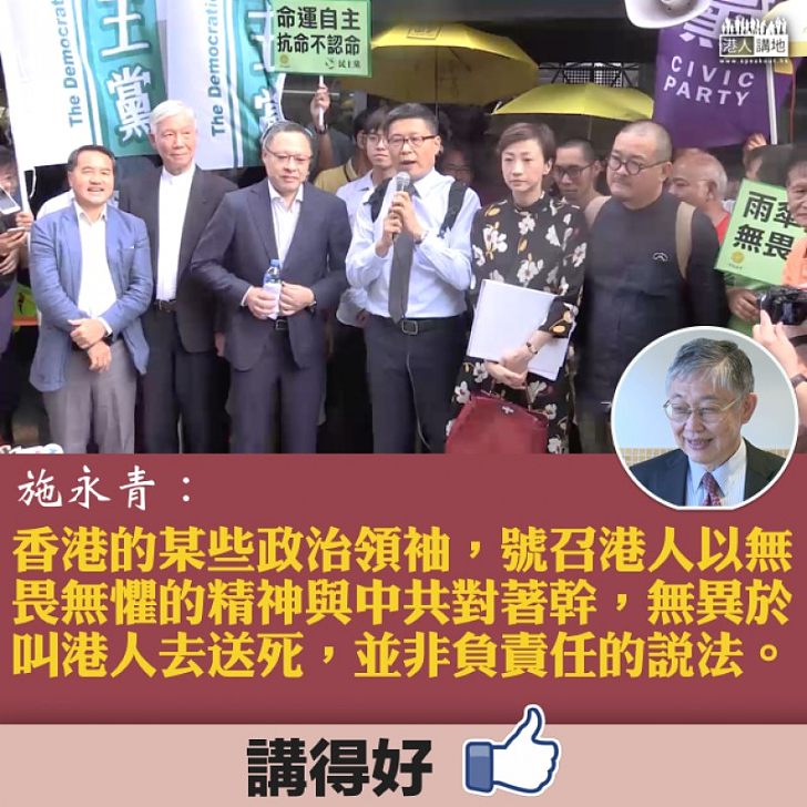 【幫倒忙】無畏無懼又如何 施永青:泛民沒法為港人爭取到半點民主