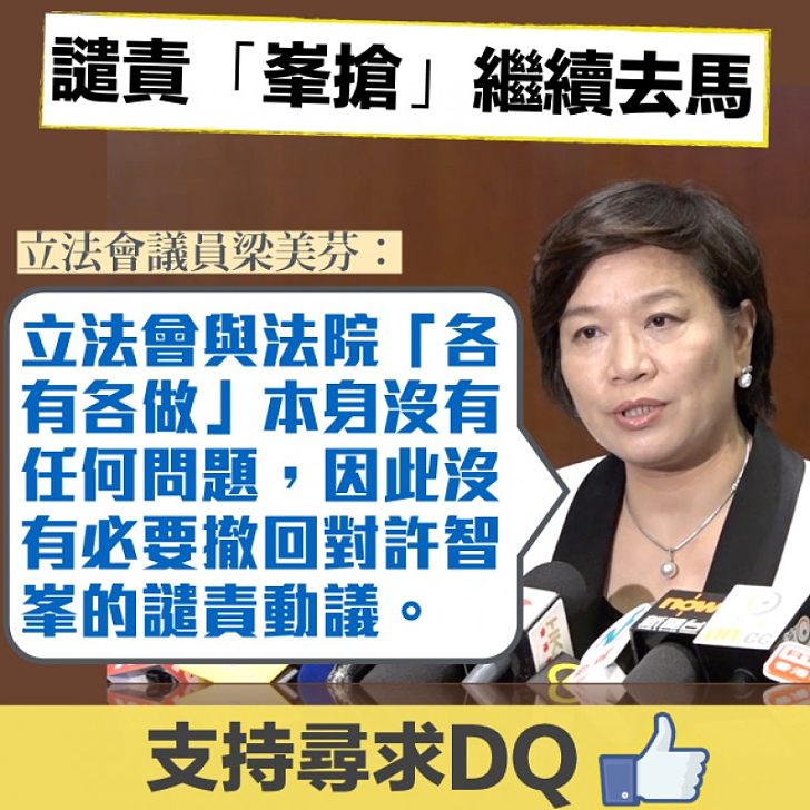 【互不影響】繼續譴責許智峯動議 梁美芬：立法會與法院「各有各做」本身沒有任何問題