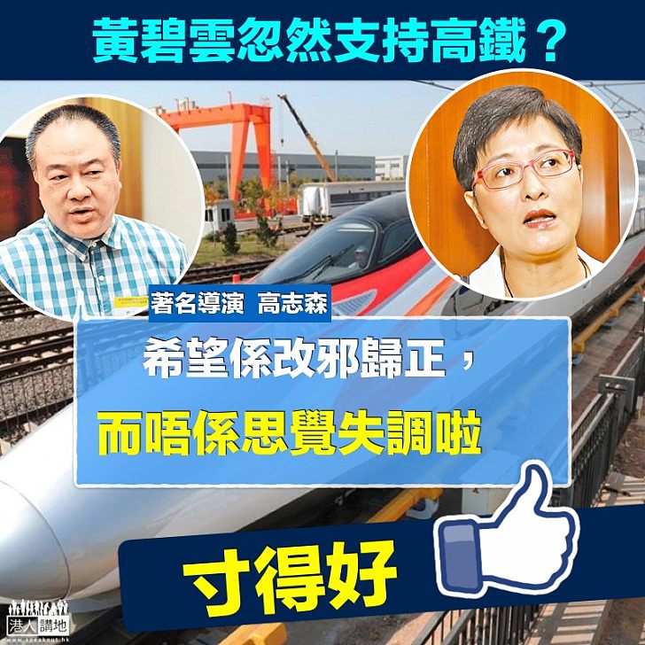 【講一套做一套 】黃碧雲忽然支持高鐵 高Sir:希望唔係思覺失調