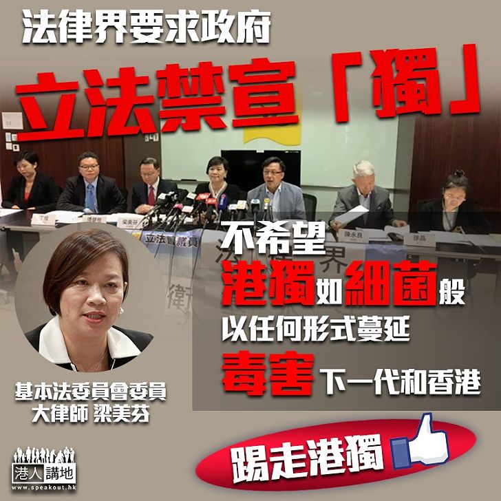 【踢走港獨】 梁美芬聯同部分法律界人士 促政府立法禁止為提倡「港獨」人士提供宣傳平台