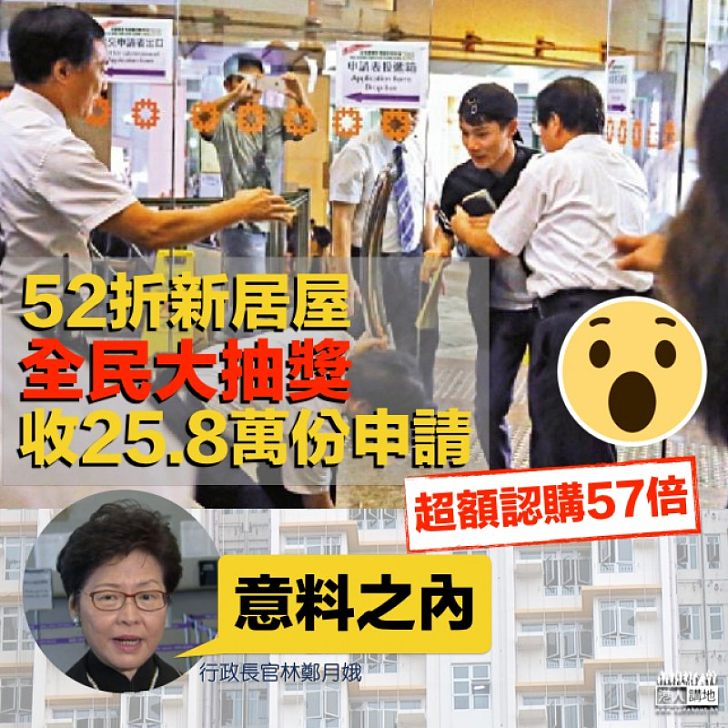 【全民大抽獎】新居屋超額認購57倍 林鄭:意料之內