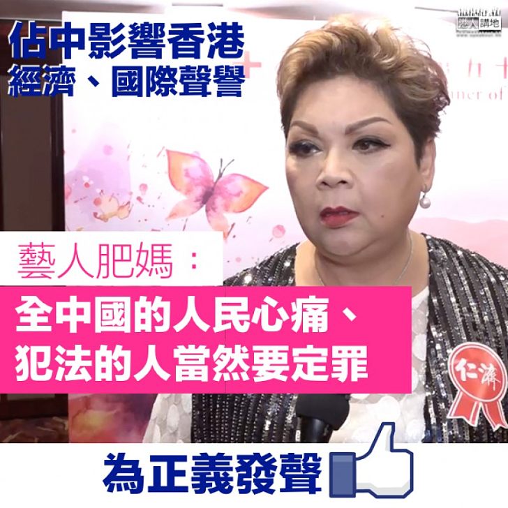 【為正義發聲】佔中影響香港經濟及國際聲譽 肥媽:全中國的人民心痛、犯法的人當然要定罪