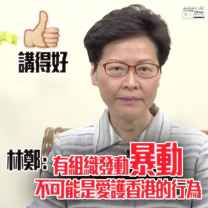 【強烈譴責】林鄭講話定性今屬亂為暴動:有組織地發動暴動不可能是愛護香港的行為