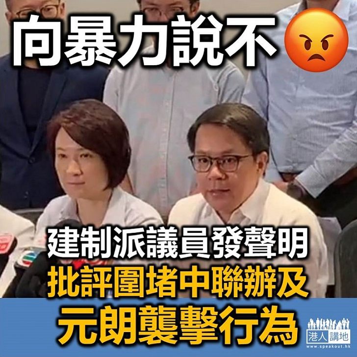 【反對暴力】建制派議員發聲明 批評圍堵中聯辦及元朗大襲擊行為