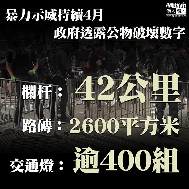 【滿目瘡痍】暴力示威持續4月 大量交通公物被毀 陳帆：維修費用不菲