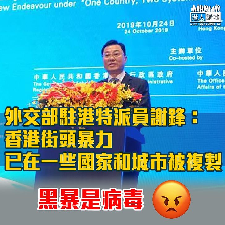 【止暴制亂】謝鋒:香港街頭暴力已在一些國家和城市被複製