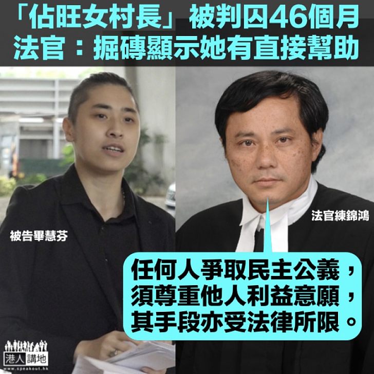 【當頭棒喝】「佔旺女村長」因掘磚被重判 警方引法官判詞：勿以身試法