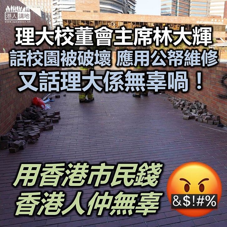 【黑暴毀理大】理大校董會主席林大輝稱應用公帑維修理大 理大只是代罪羔羊責任在政府