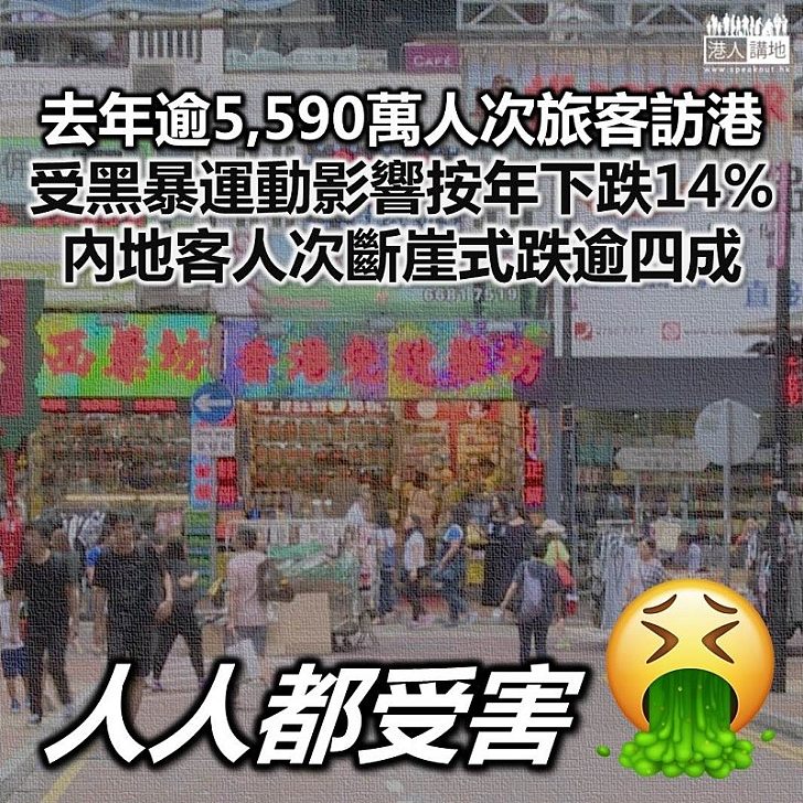 【黑暴亂港】旅發局公布去年逾5,590萬人次旅客訪港