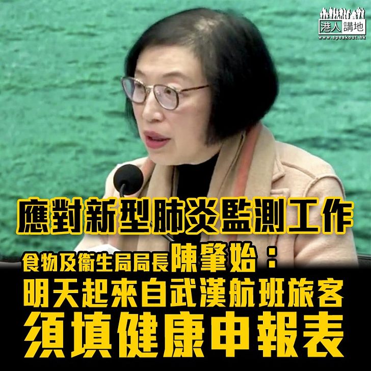 【武漢肺炎】陳肇始:明天起來自武漢航班旅客須填健康申報表