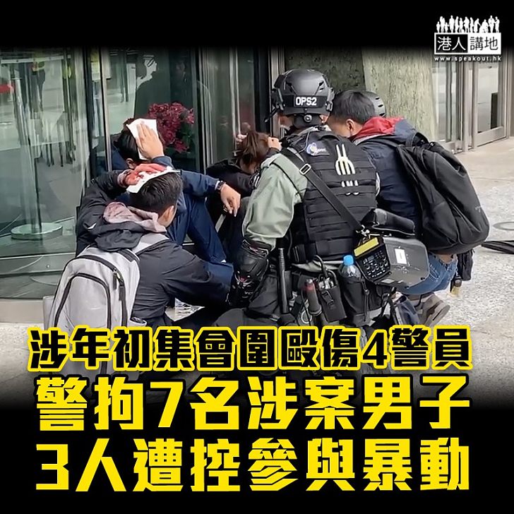 【黑暴運動】涉年初「天下制裁」集會圍毆打傷4警員 被捕7男3人遭控參與暴動
