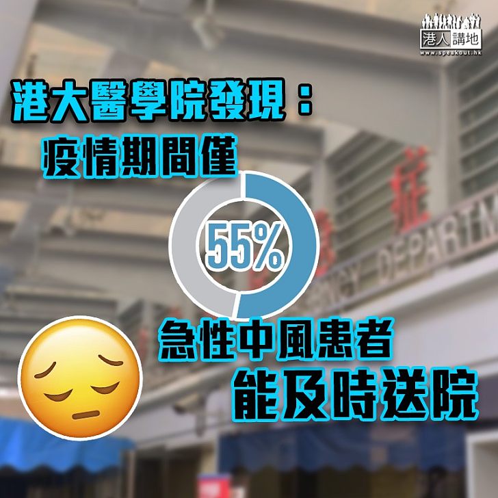 【黃金時間】港大醫學院發現：疫情期間僅55%急性中風患者能及時送院