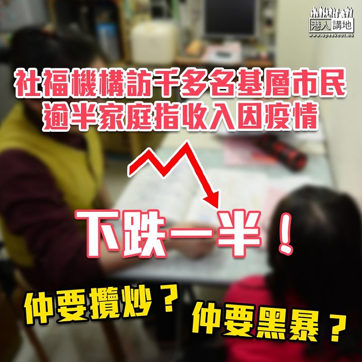 【拖累市民】有社福機構訪千多名基層市民 54%家庭指收入因疫情下跌一半