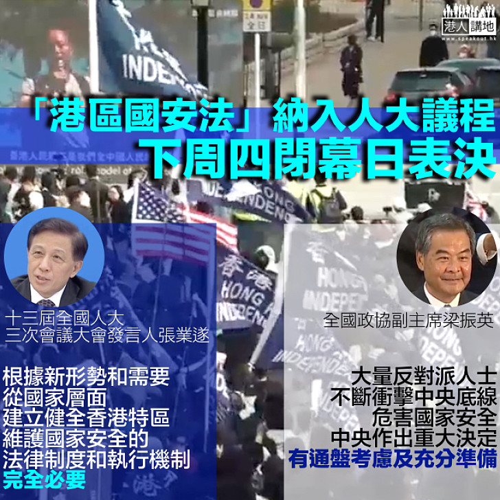 【安邦定國】「港區國安法」納入人大議程 張業遂:根據新形勢和需要行使憲法賦權 梁振英:中央作出重大決定有通盤考慮及充分準備