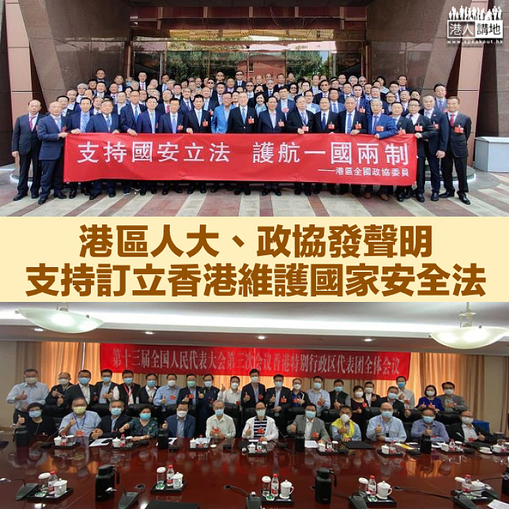 【共同期盼】港區人大、政協發聲明 支持香港維護國家安全法