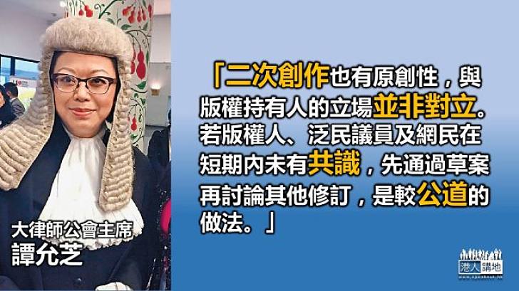 大律師公會主席譚允芝：應保障私有產權 並非網民「想用就用」