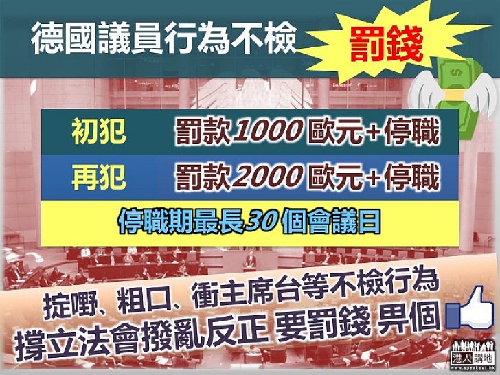 德國「超嚴」罰則應對議員行為不檢 初犯罰款1000歐元 再犯加倍 停職期最長30個會議日