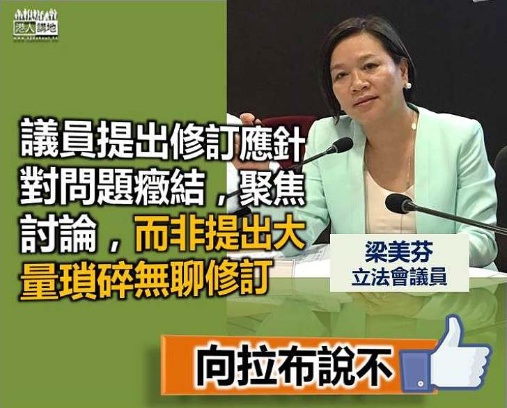 【向拉布說不】梁美芬：提出修訂應針對問題癥結 而非提出大量瑣碎無聊修訂