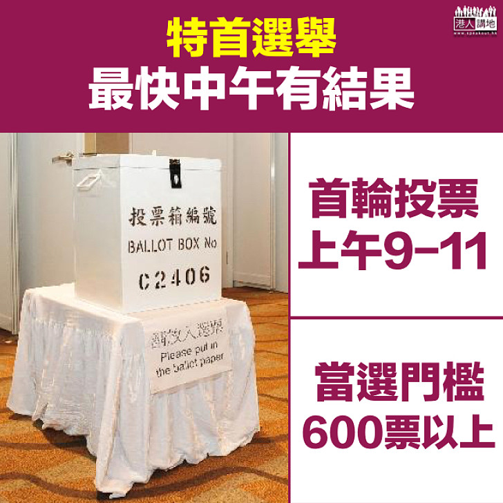 【選戰新聞】特首選舉今舉行  最快中午有結果